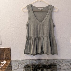 Gray Sleeveless Peplum Top